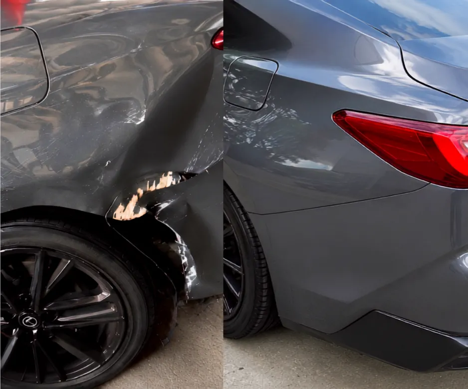 Bumper repair and refinishing by Gonza Repairs in Broward County